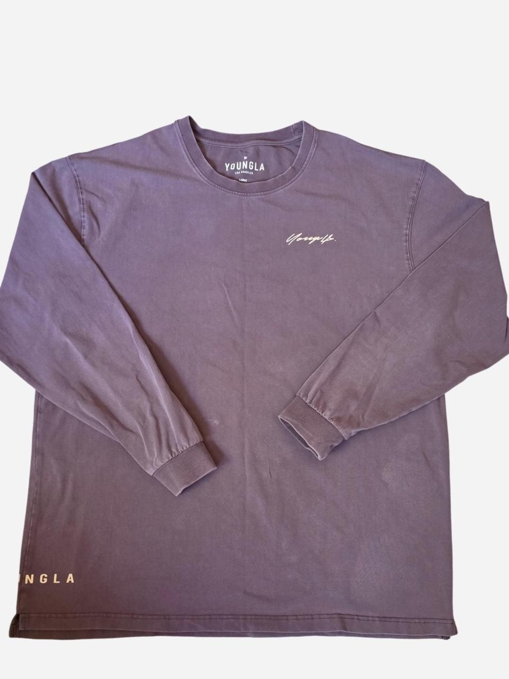 YoungLA Long Sleeve Crewneck Tee in Washed Purple